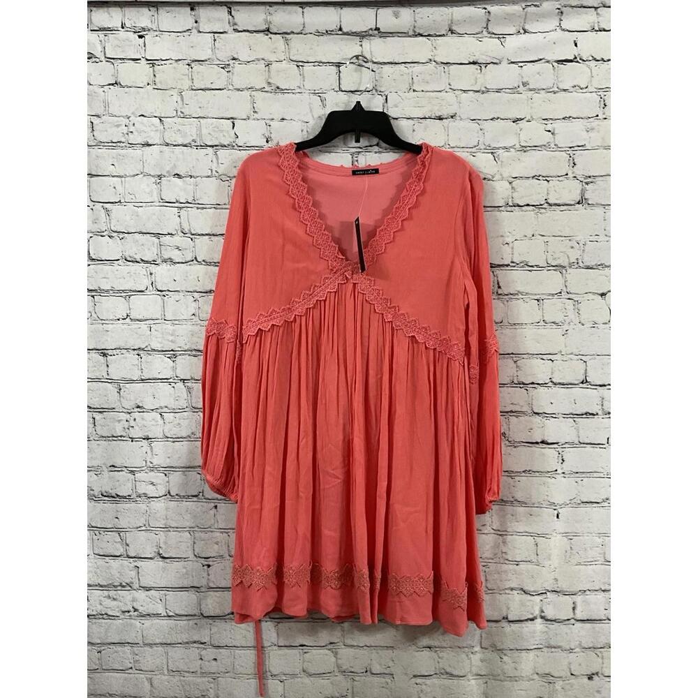 Sweet Claire Maxi Dress Large Cream Coral Chevron Boho‎ Chic
